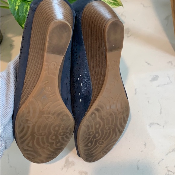 Navy Peep Toe Wedge - Picture 3 of 6